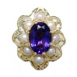 A1605 14K AMETHYST CENTER & PEARL SLIDE 